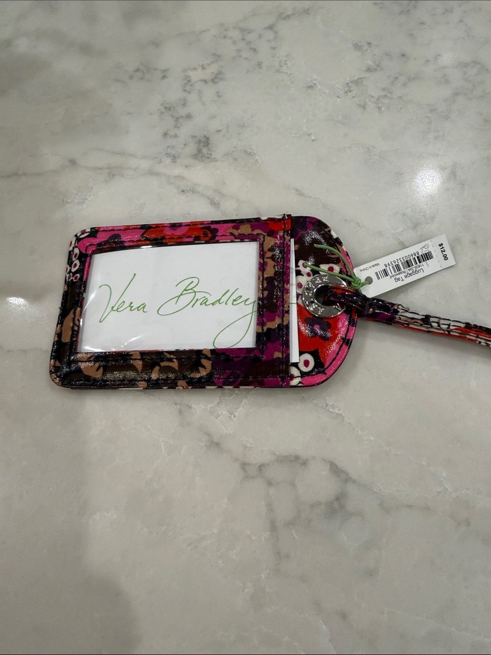 Vera Bradley Pink and Brown Floral ID Luggage Tag
